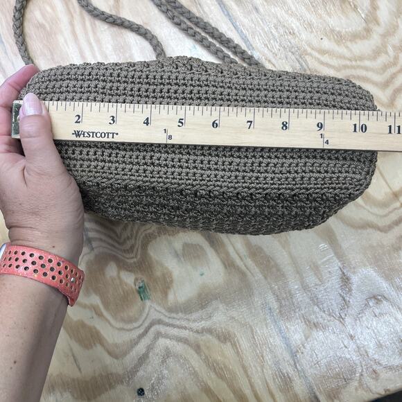 The Sak Original Brown Taupe Crochet Double Strap Shoulder Bag Boho Minimalist - Picture 15 of 16